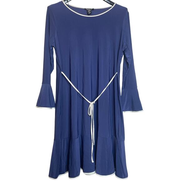 Gramercy 22 Dresses & Skirts - Gramercy 22 Womens Pleated Round Neck A-Line Dress Flutter Sleeve Size 1X Blue